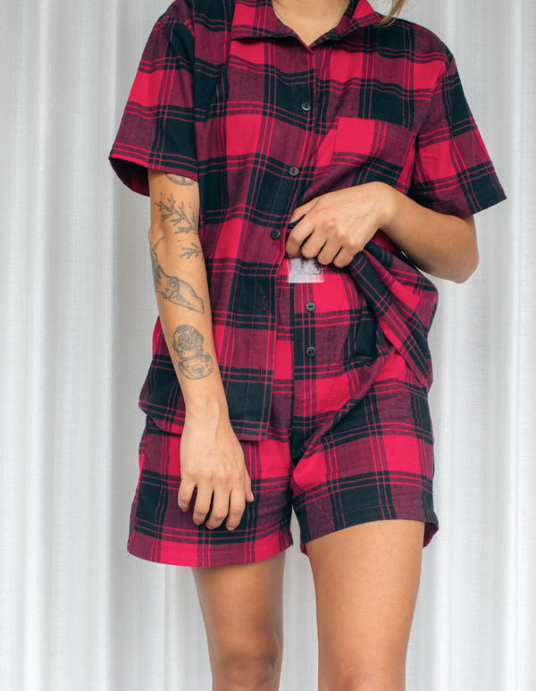 Set Short Cuadros Rojo