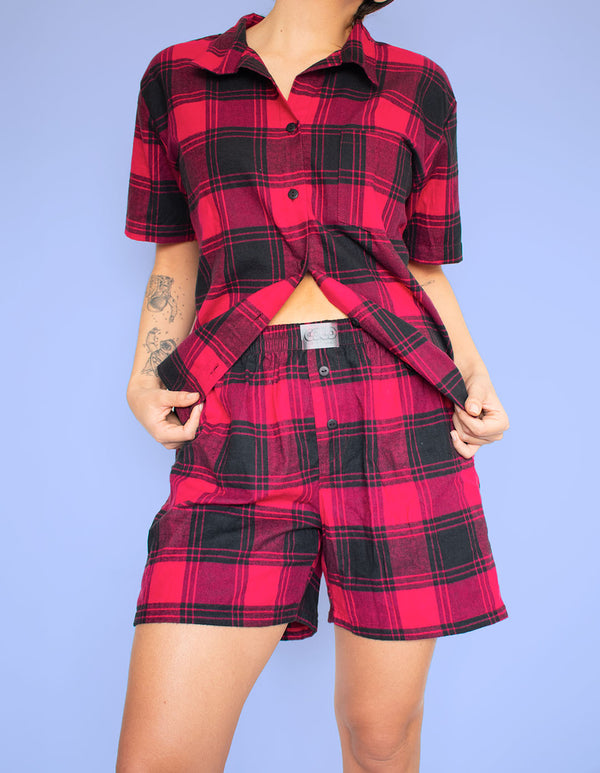 Set Short Cuadros Rojo